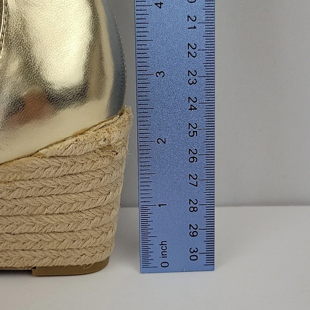 Calvin Klein Callista Espadrille Wedge Sandals Gold Suze 7.5